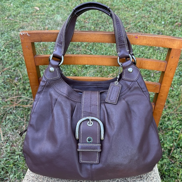 Coach 2000’s Lynn Soho shoulder bag hobo bag chocolate brown genuine leather - Picture 1 of 16